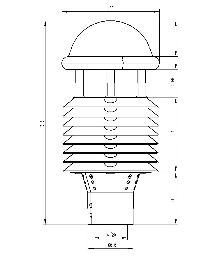 智慧燈桿環(huán)境監(jiān)測傳感器產品尺寸圖